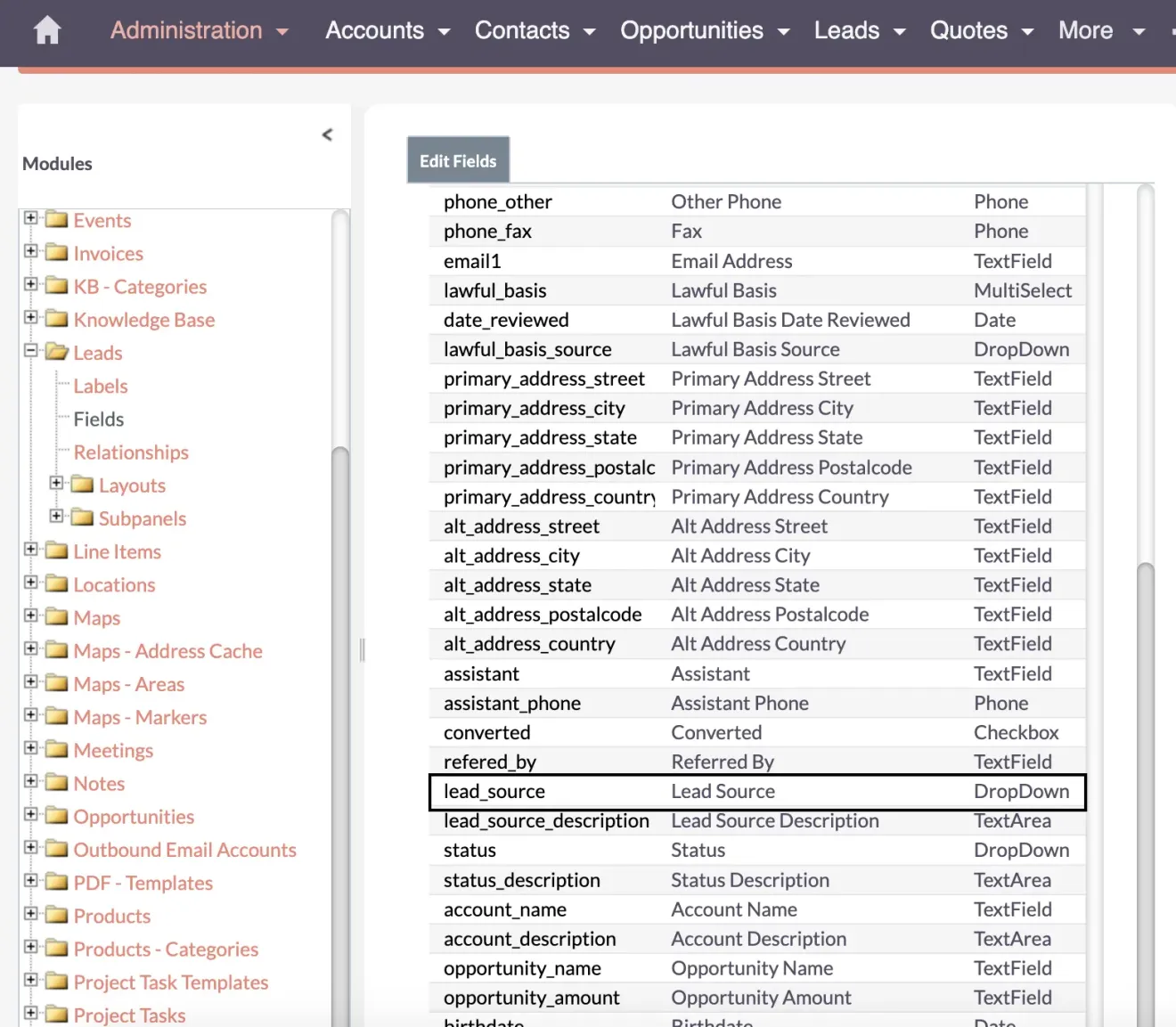 How to edit Dropdown Field