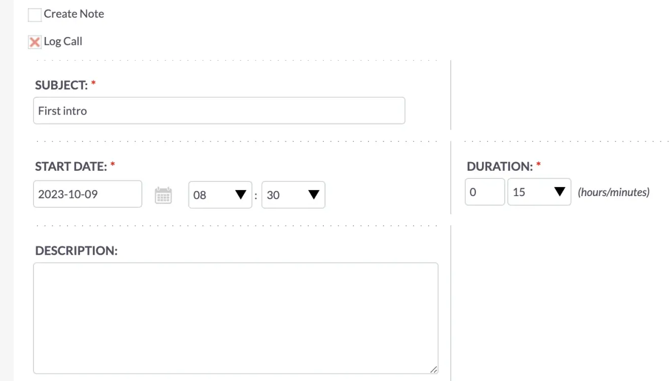 suitecrm convert lead log call
