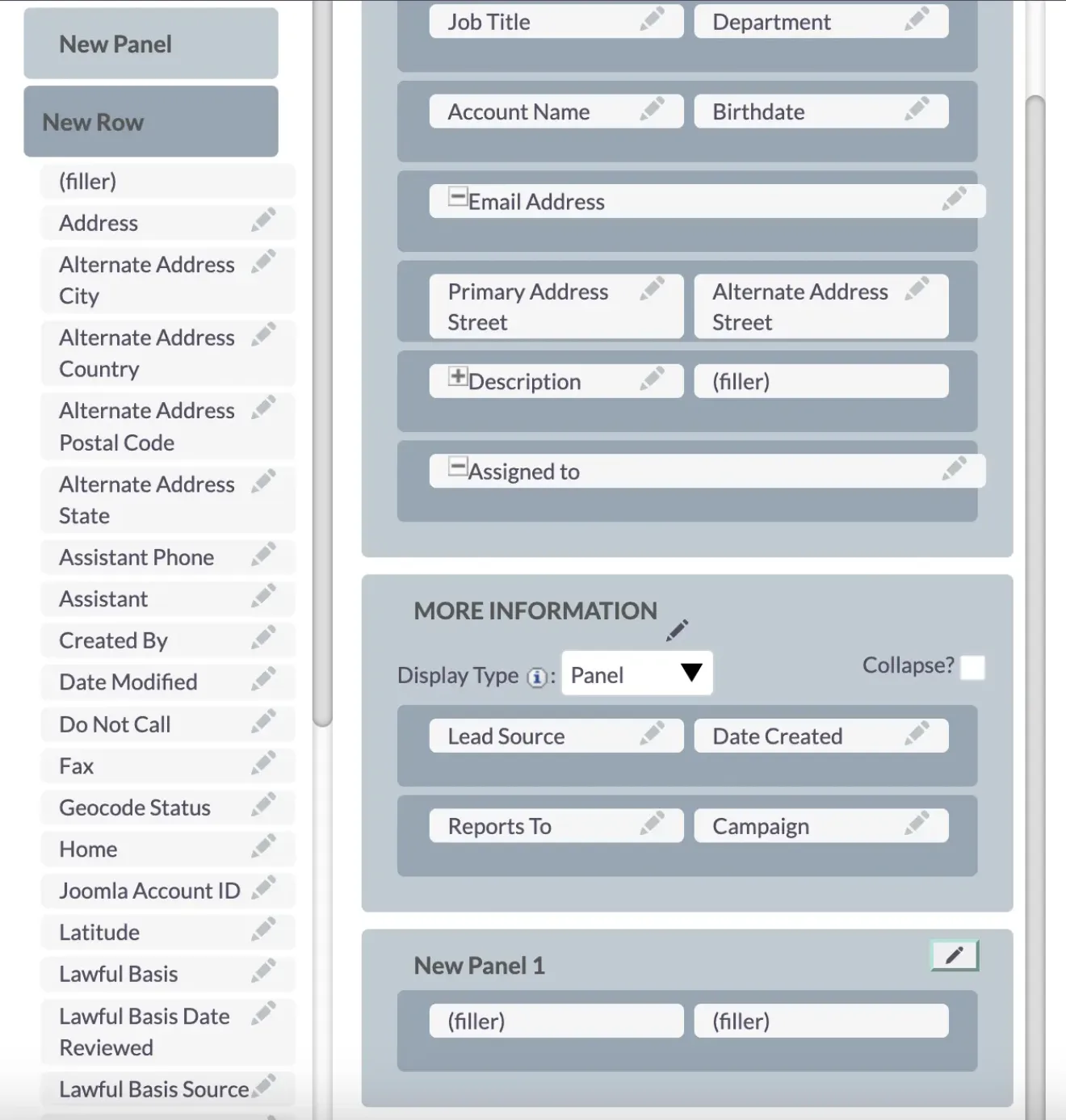 SuiteCRM new panel