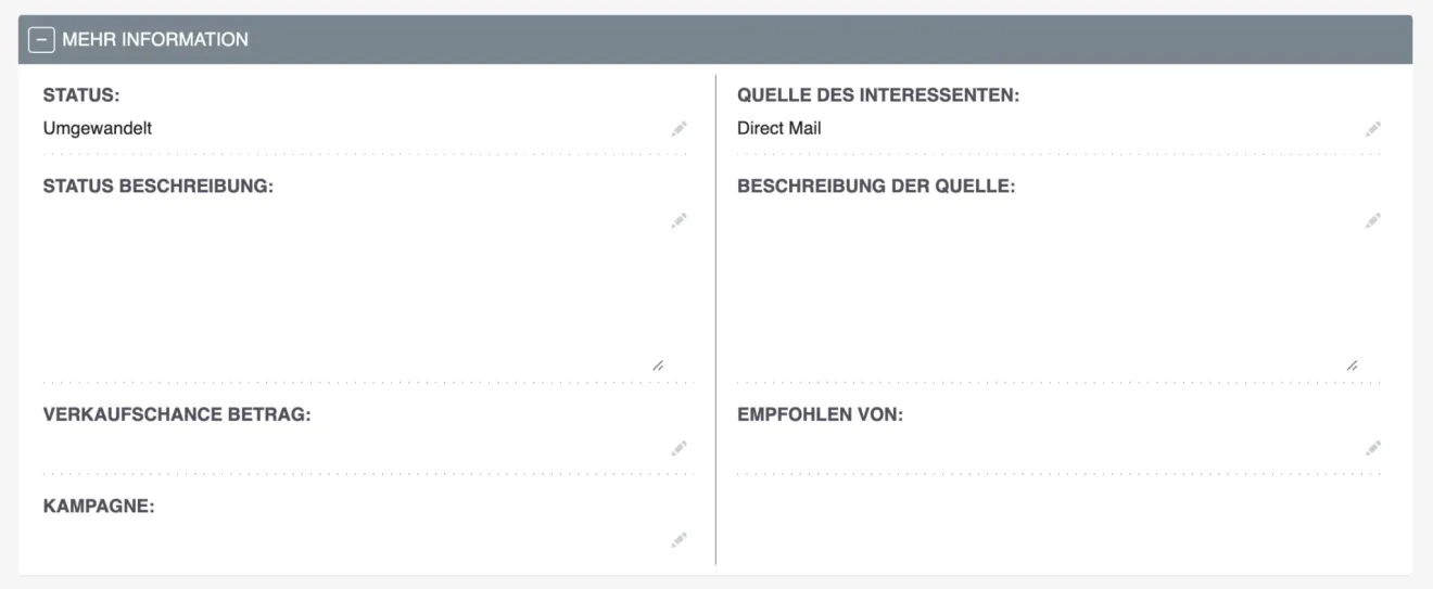 suitecrm die daten überprüfen quelle des interessenten