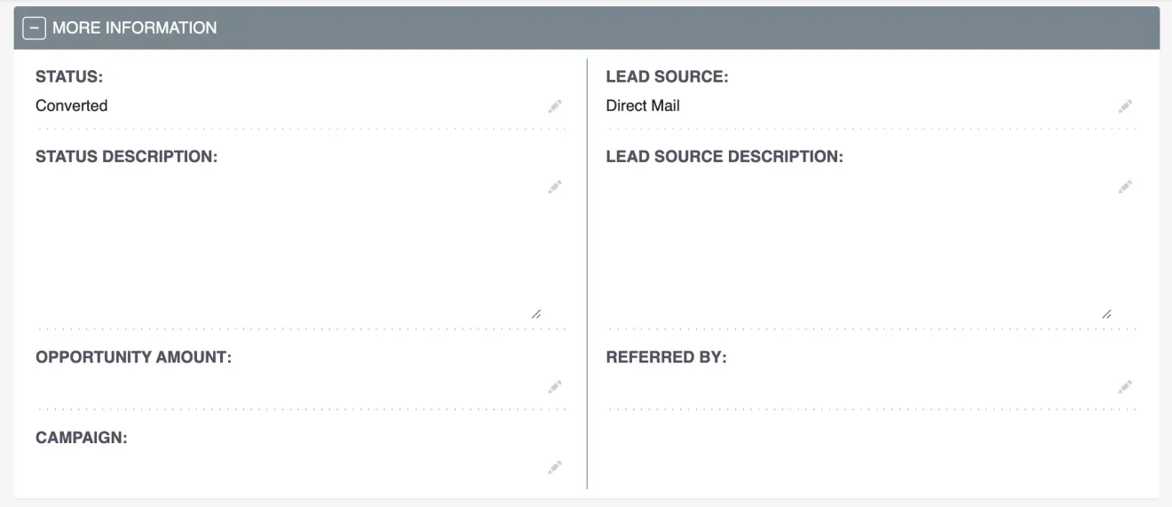 SuiteCRM check the data lead source