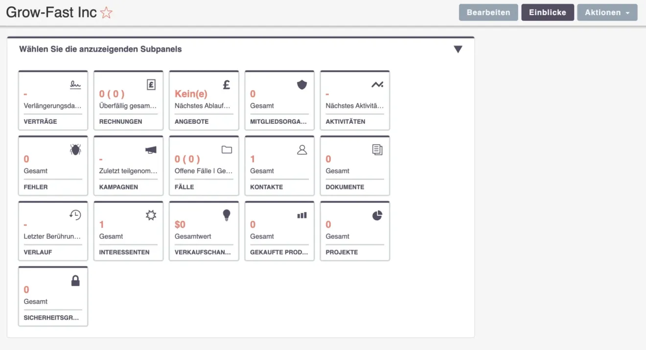 suitecrm firmenuebersicht subpanel