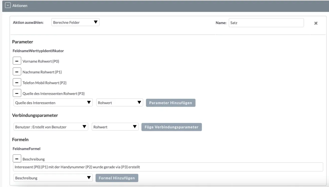 suitecrm workflow aktionen-unter verwendung von berechneten feldern