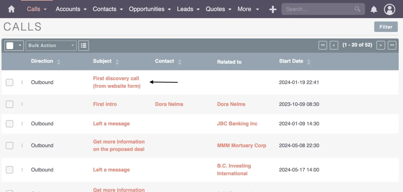 SuiteCRM Workflow Testing Calls